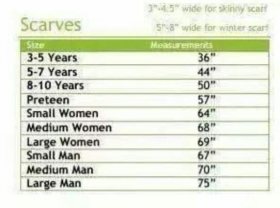 Image result for scarf sizes